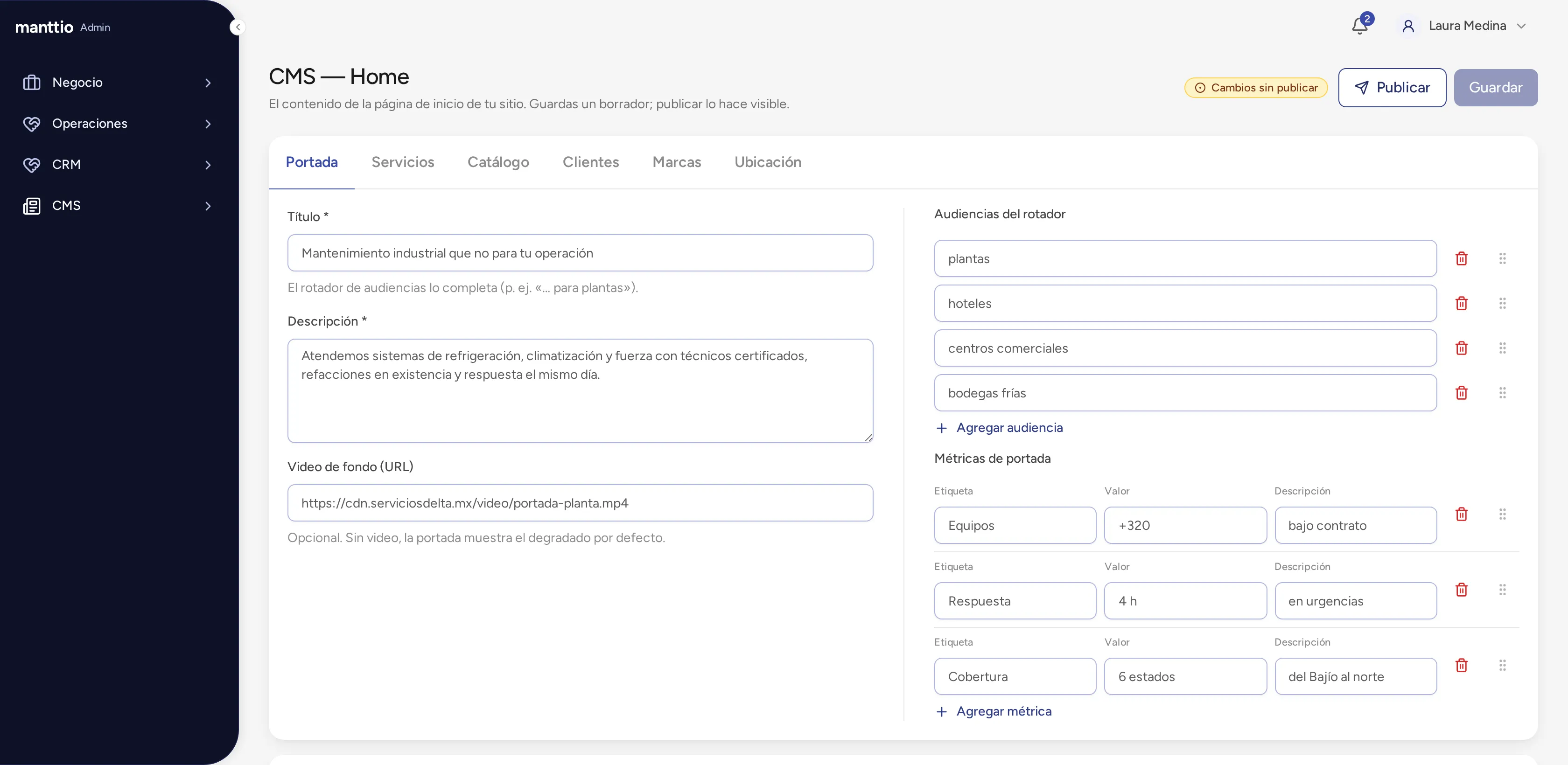 Sitio web y CMS en Manttio